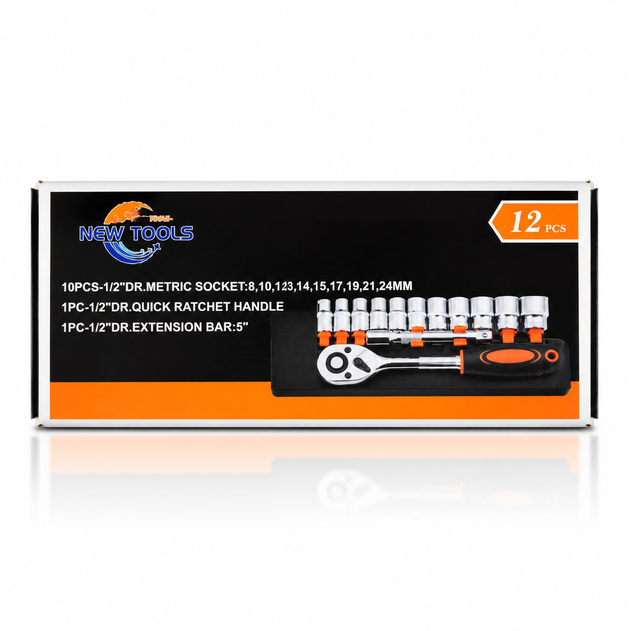 FARAZTOOL PRO-GRIP 12-Piece 1/2" Drive Metric Socket & Ratchet Wrench Set