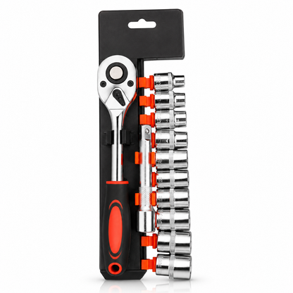 FARAZTOOL PRO-GRIP 12-Piece 1/2" Drive Metric Socket & Ratchet Wrench Set