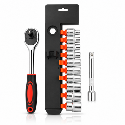 FARAZTOOL PRO-GRIP 12-Piece 1/2" Drive Metric Socket & Ratchet Wrench Set